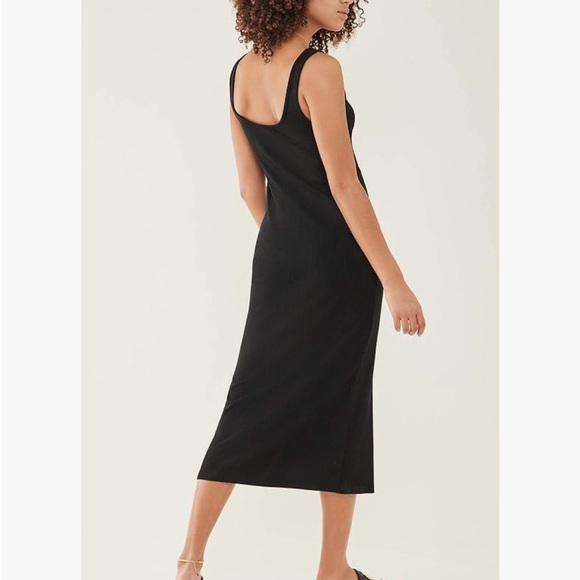 Z Supply Melina Ribbed Dress, Black Ribbed Midi Dress with Slit, Small, Soft Rib - Picture 3 of 7